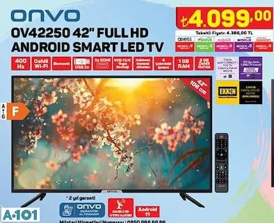 ONVO 42 FULL HD ANDROİD SMART LED TV/TELEVİZYON
